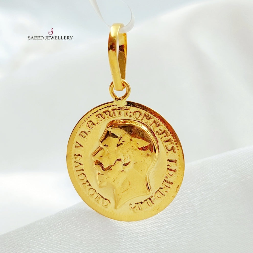 21K Gold English Lira Model Pendant by Saeed Jewelry - Image 2