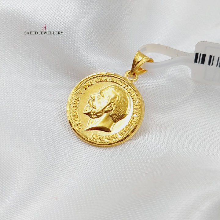 21K Gold English Lira Pendant by Saeed Jewelry - Image 4