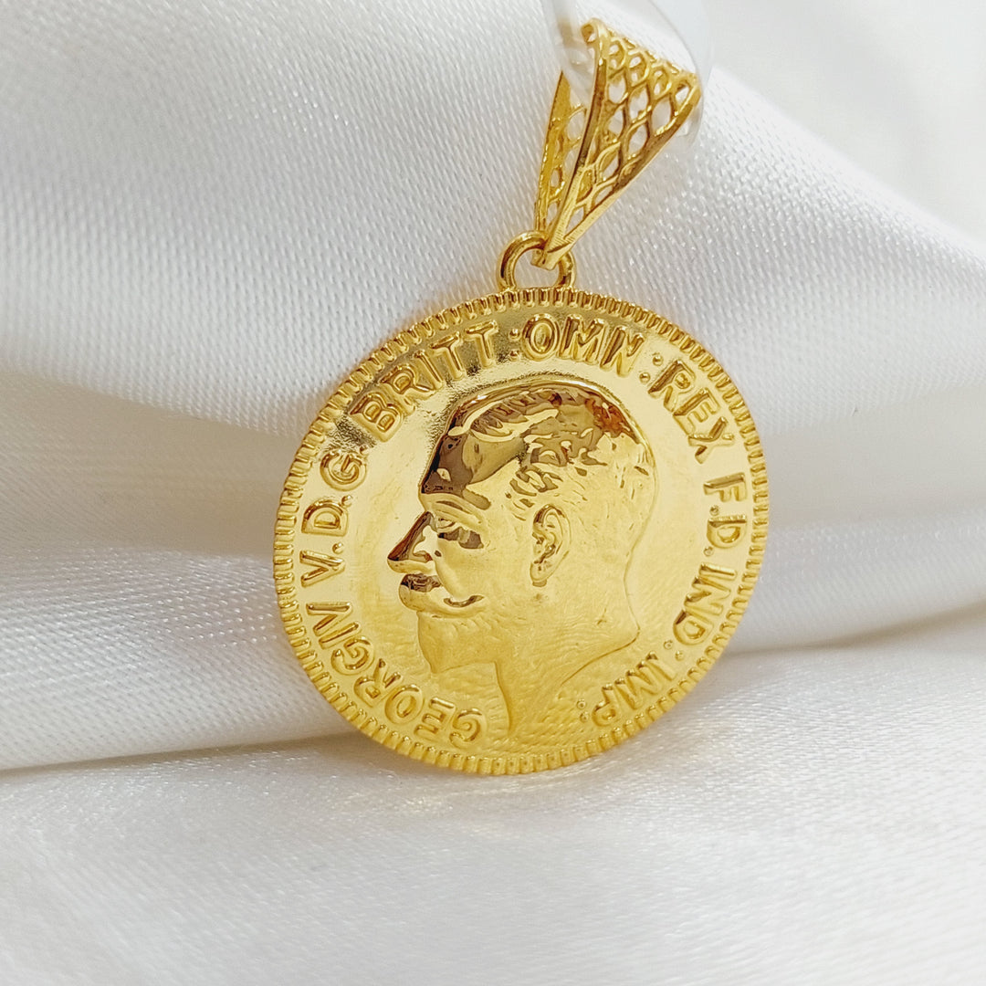 21K Gold English Lira Pendant by Saeed Jewelry - Image 4