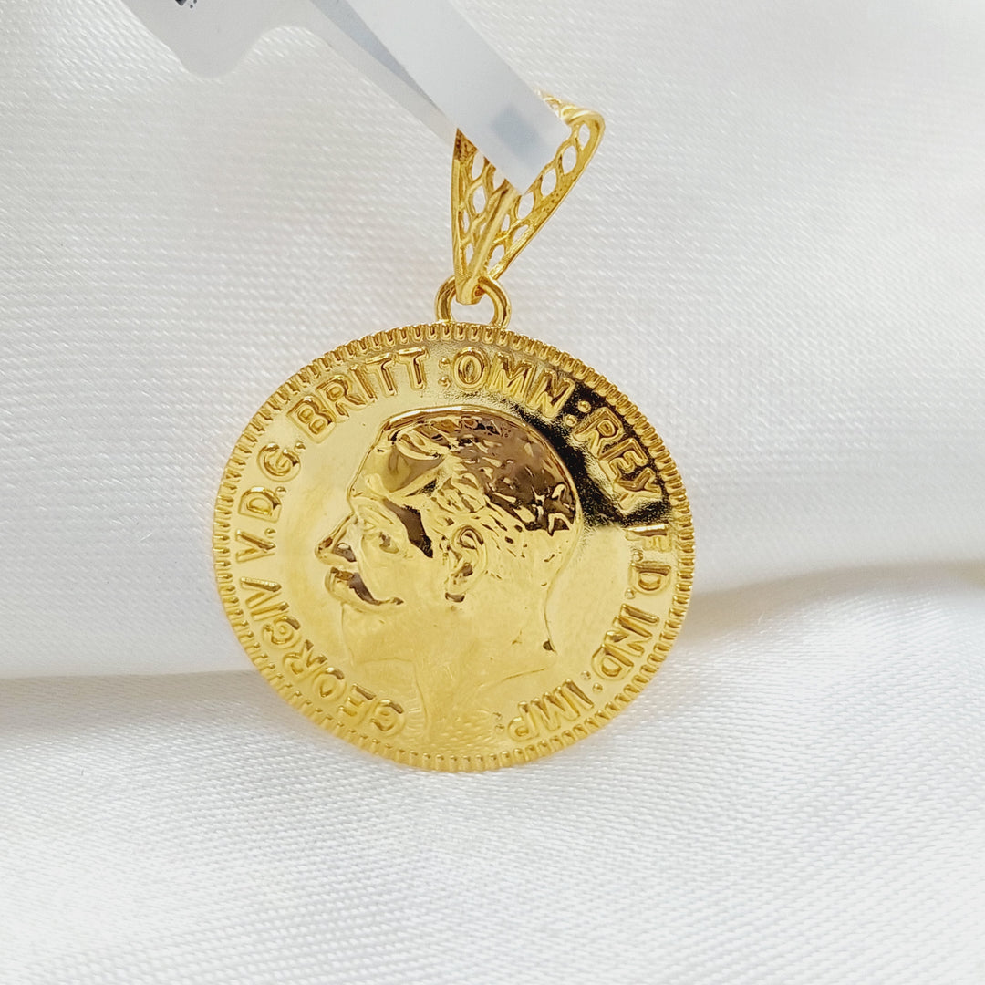 21K Gold English Lira Pendant by Saeed Jewelry - Image 1