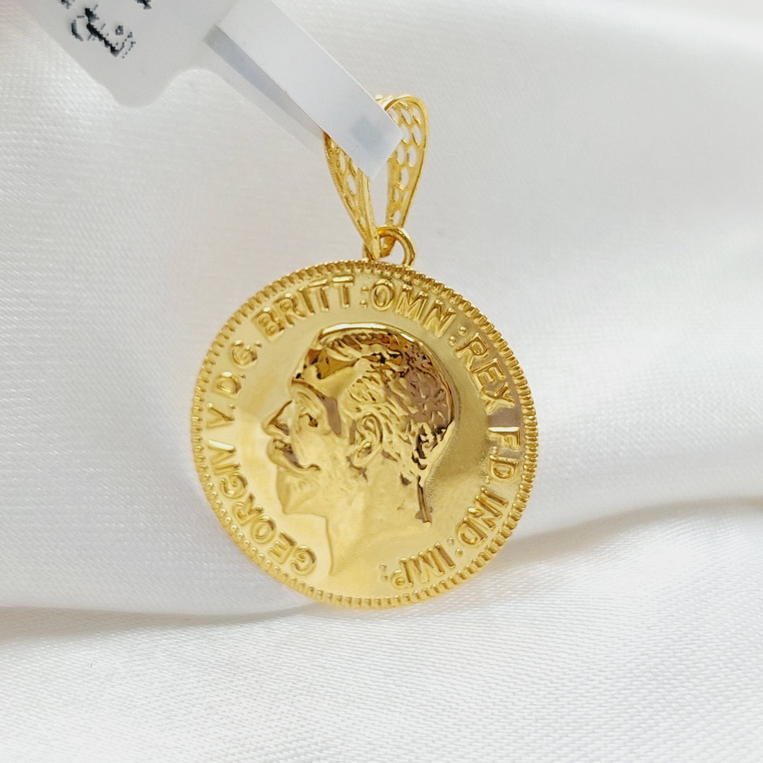 21K Gold English Lira Pendant by Saeed Jewelry - Image 6