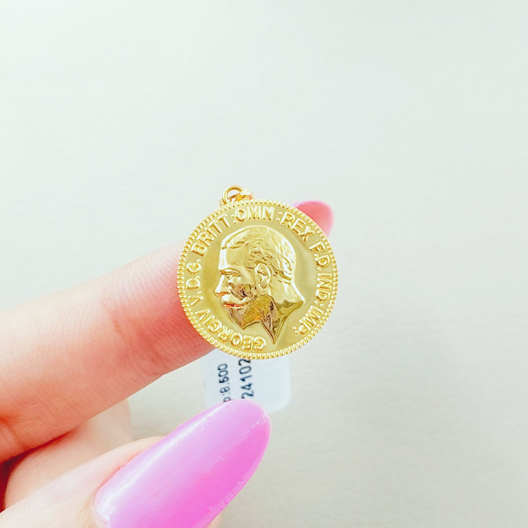 21K Gold English Lira Pendant by Saeed Jewelry - Image 12