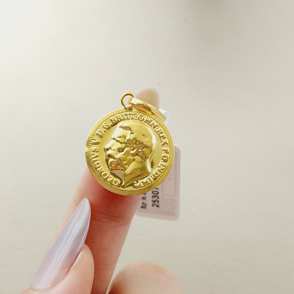 21K English Lira Pendant Made of 21K Yellow Gold by Saeed Jewelry-25305