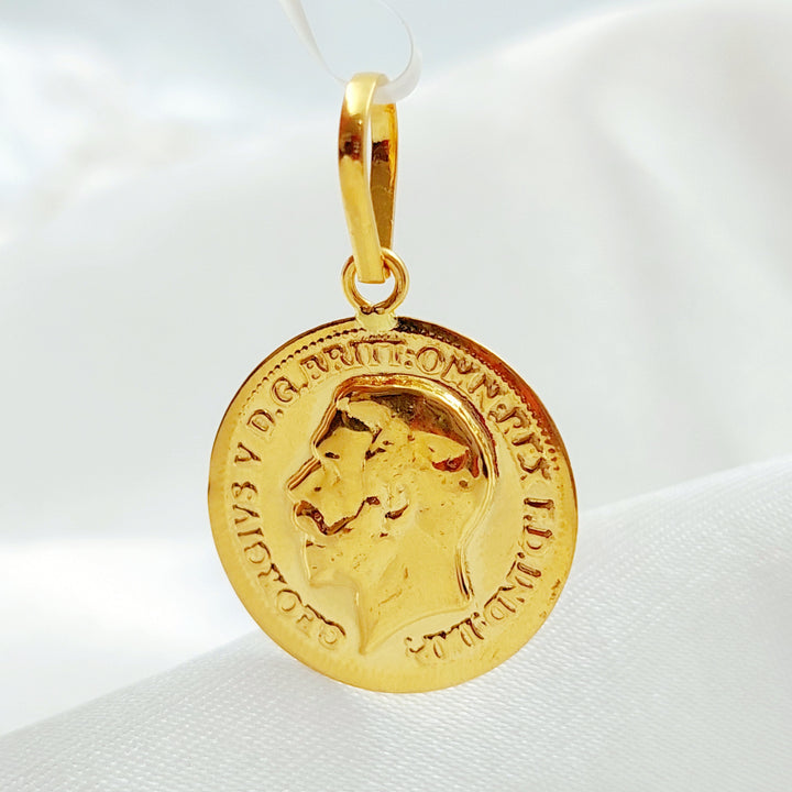 21K Gold English Lira Pendant by Saeed Jewelry - Image 1