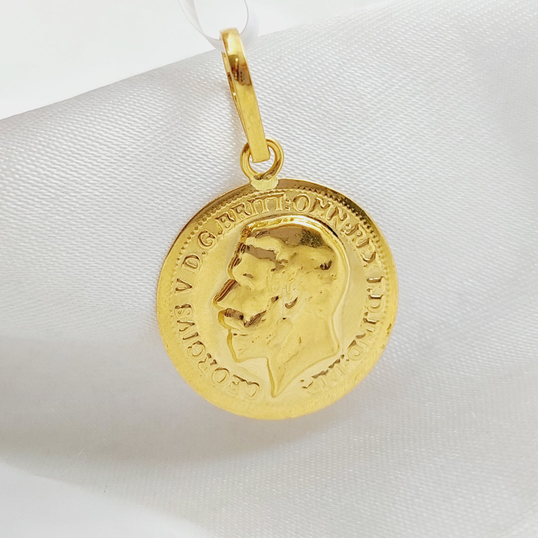 21K Gold English Lira Pendant by Saeed Jewelry - Image 9