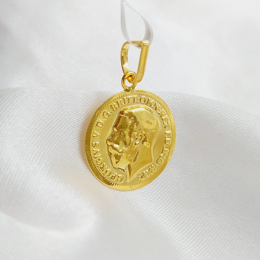 21K Gold English Lira Pendant by Saeed Jewelry - Image 7