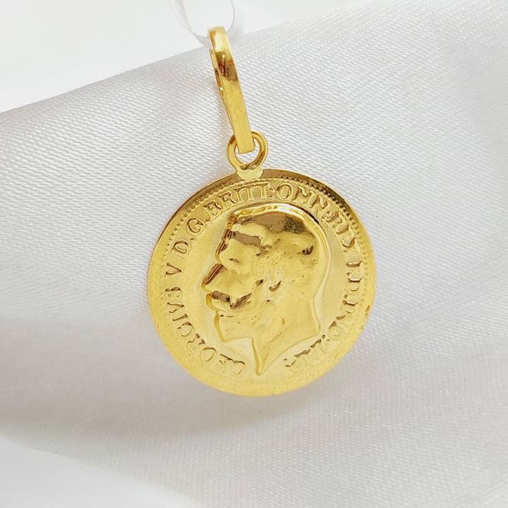 21K Gold English Lira Pendant by Saeed Jewelry - Image 3