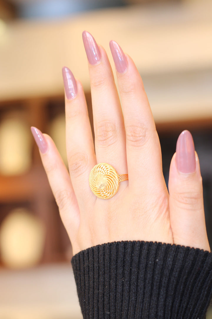 21K Gold English Lira Ring by Saeed Jewelry - Image 3