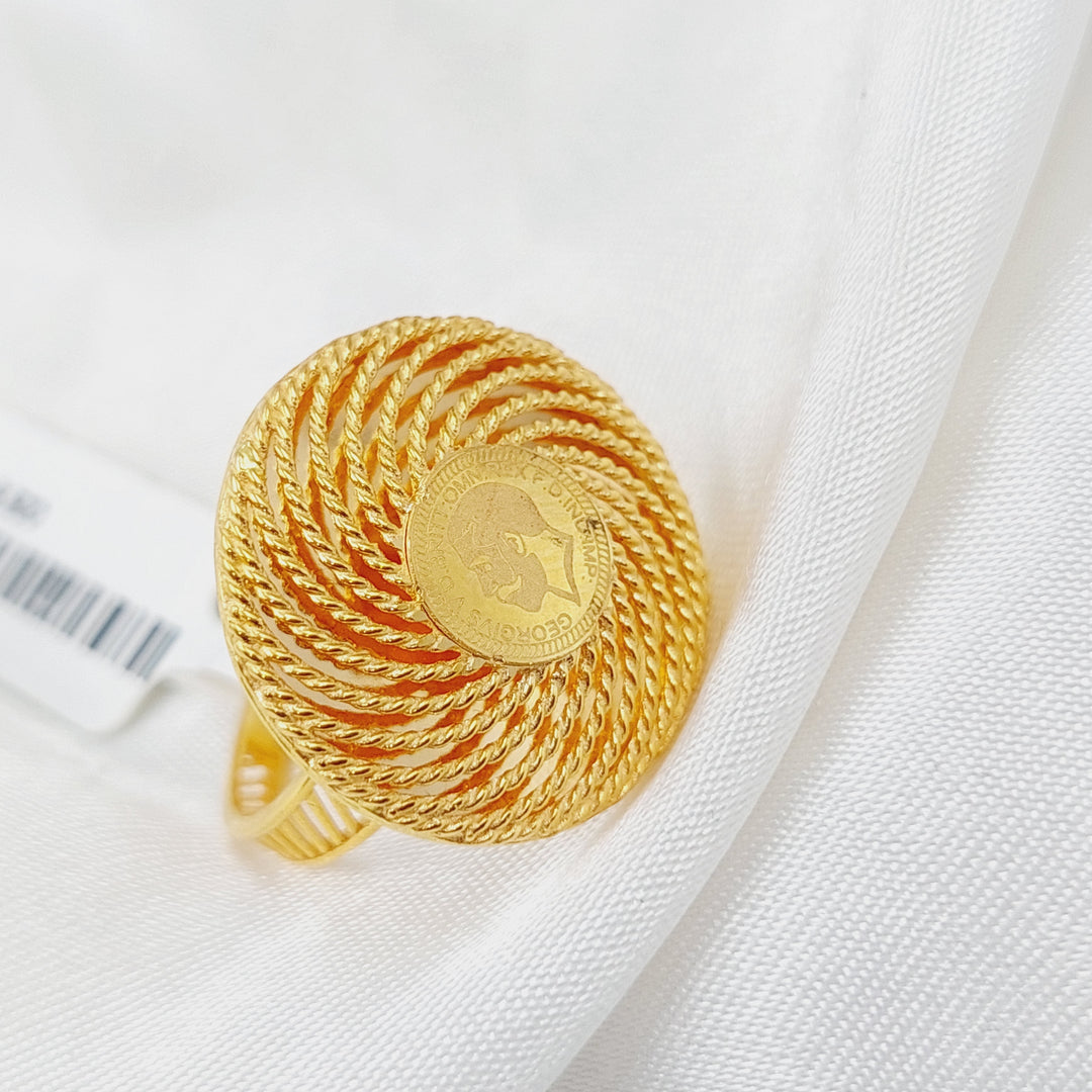 21K Gold English Lira Ring by Saeed Jewelry - Image 5