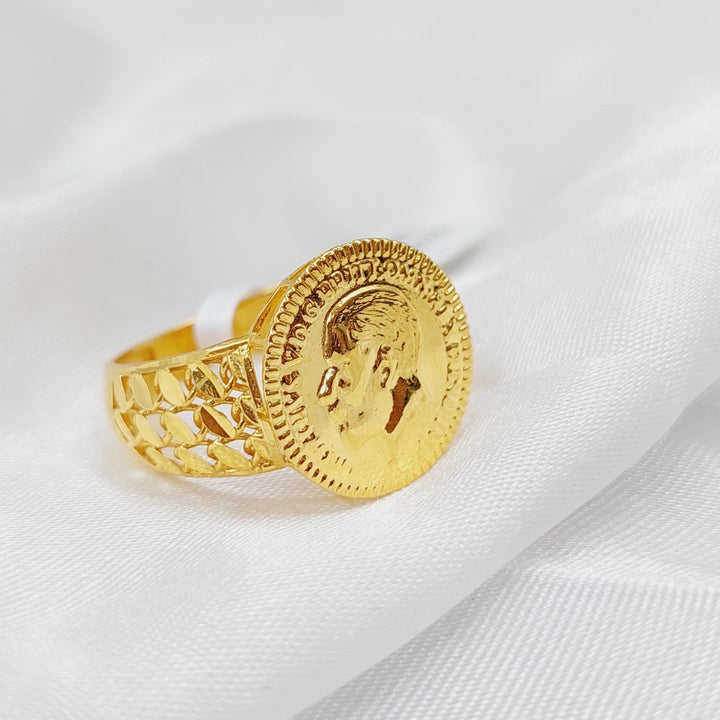 21K Gold English Lira Ring by Saeed Jewelry - Image 3