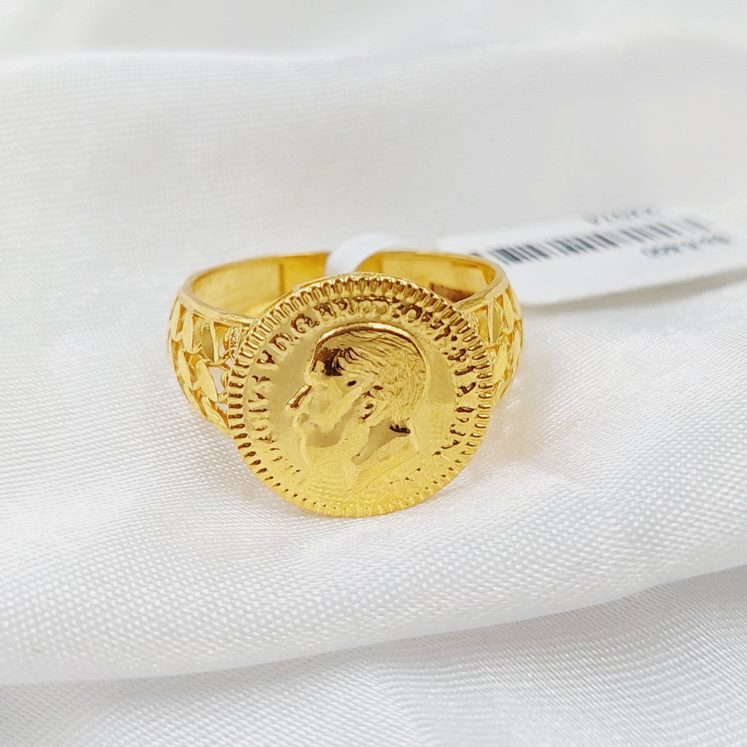 21K Gold English Lira Ring by Saeed Jewelry - Image 4