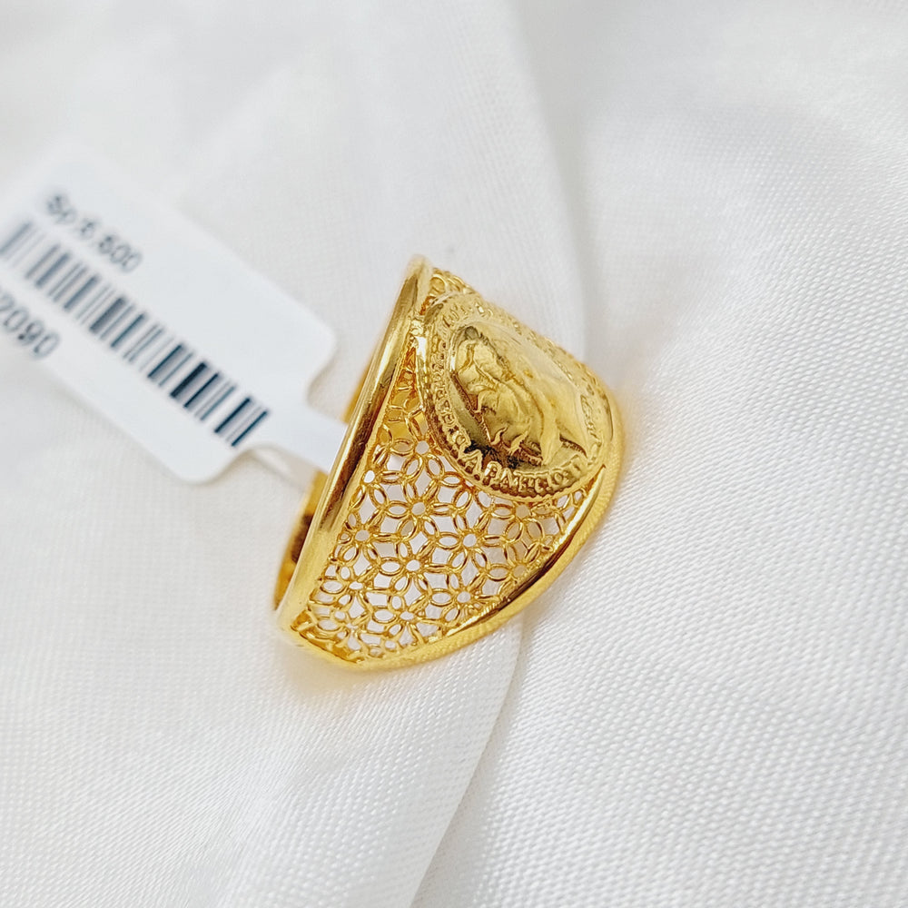 21K Gold English Lira Ring by Saeed Jewelry - Image 2