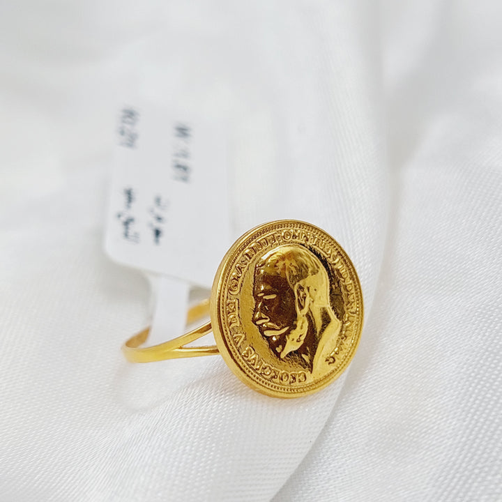 21K Gold English Lira Ring by Saeed Jewelry - Image 2