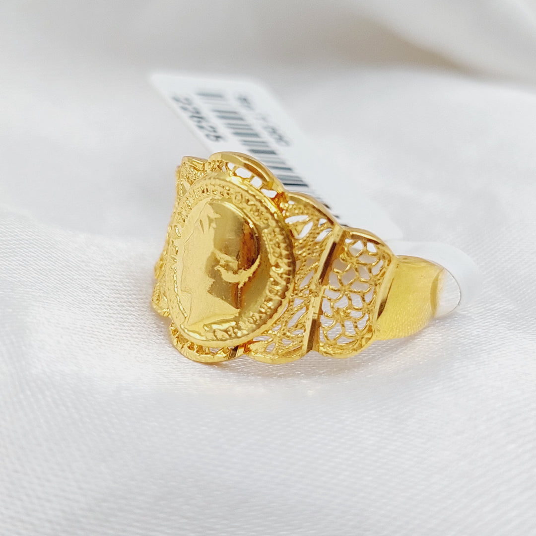 21K Gold English Lira Ring by Saeed Jewelry - Image 1