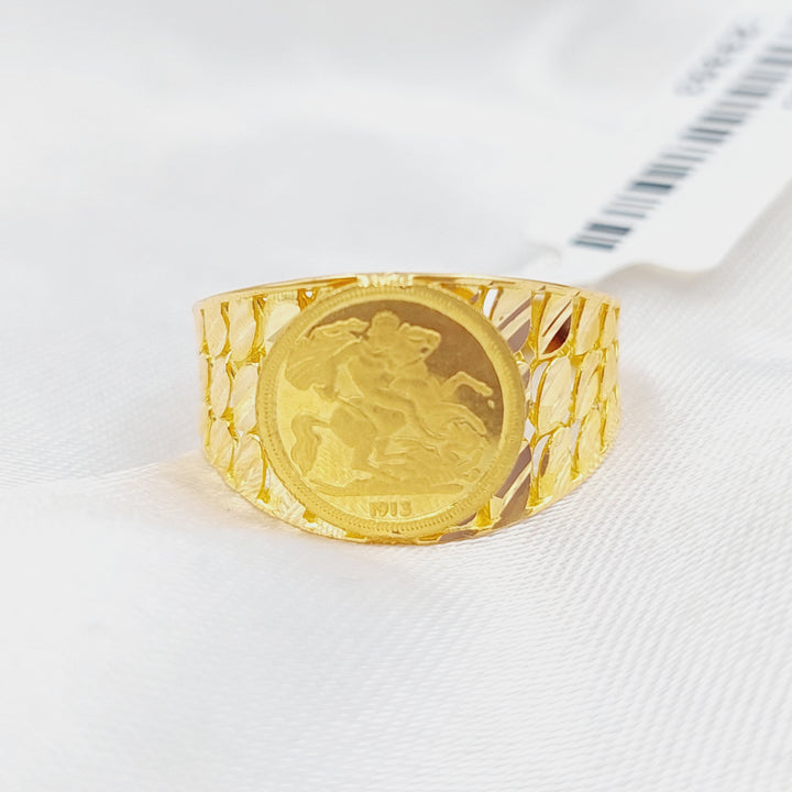 21K Gold English Lira Ring by Saeed Jewelry - Image 3