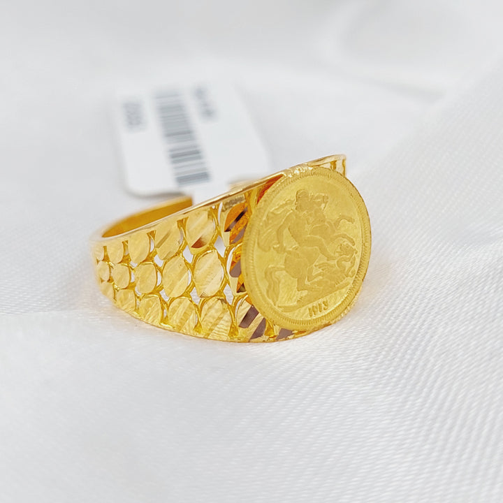 21K Gold English Lira Ring by Saeed Jewelry - Image 1