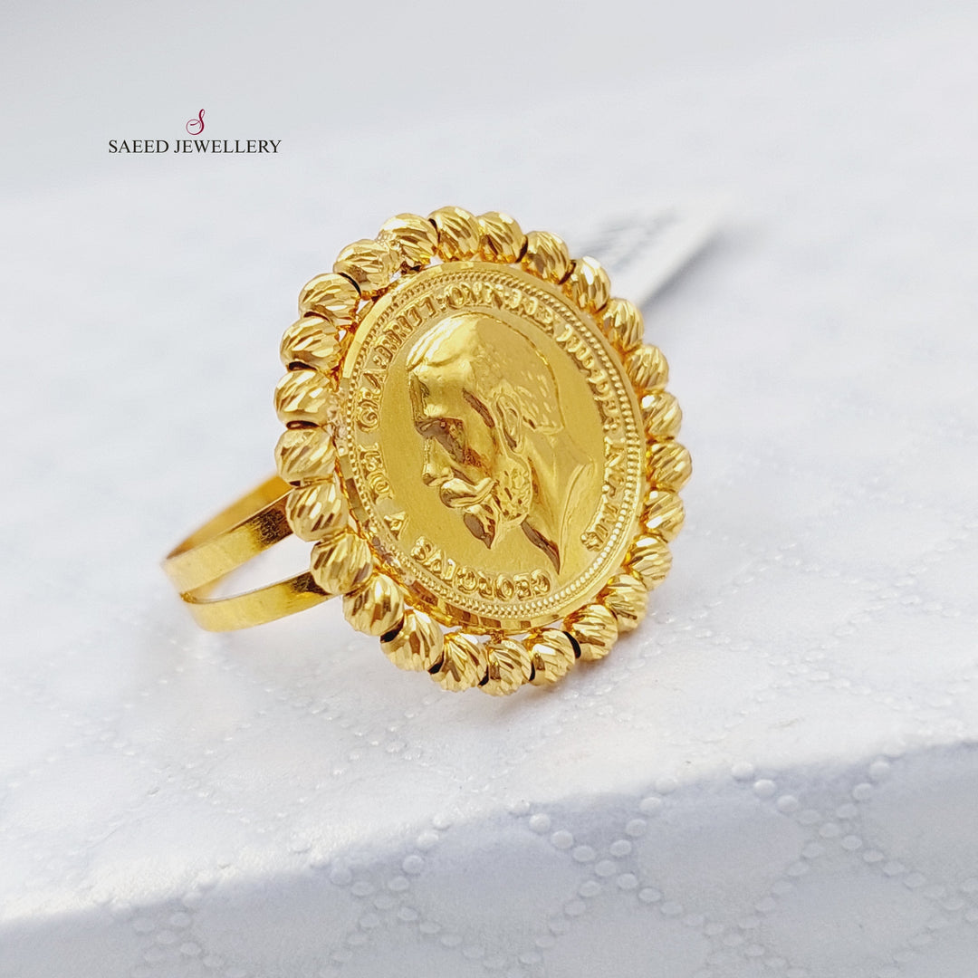 21K Gold English Lira Ring by Saeed Jewelry - Image 3