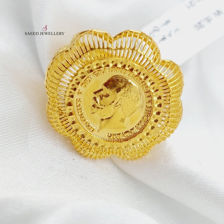 21K Gold English Lira Ring by Saeed Jewelry - Image 4