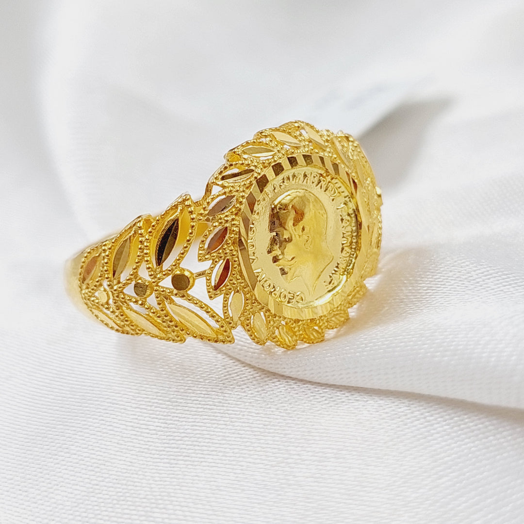 21K Gold English Lira Ring by Saeed Jewelry - Image 3