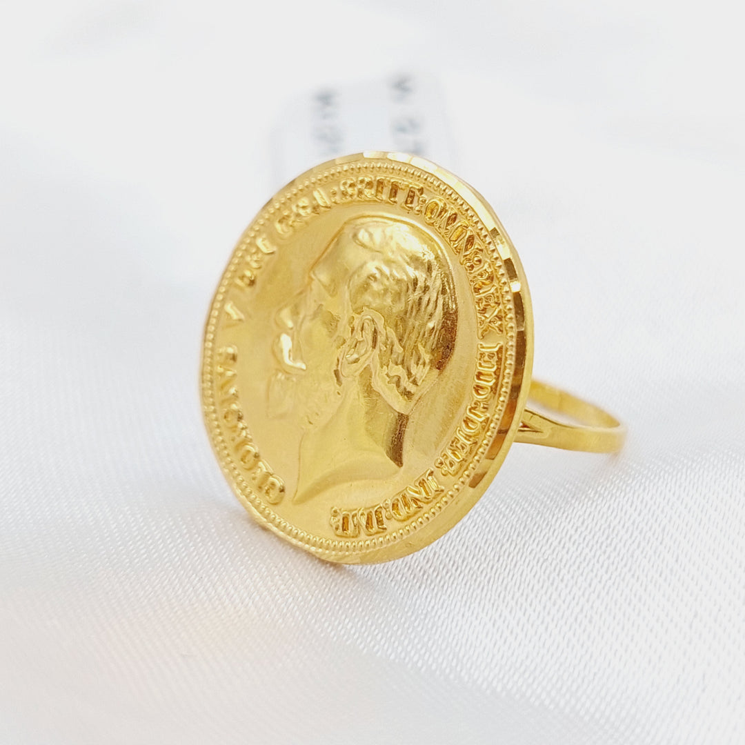 21K Gold English Lira Ring by Saeed Jewelry - Image 1