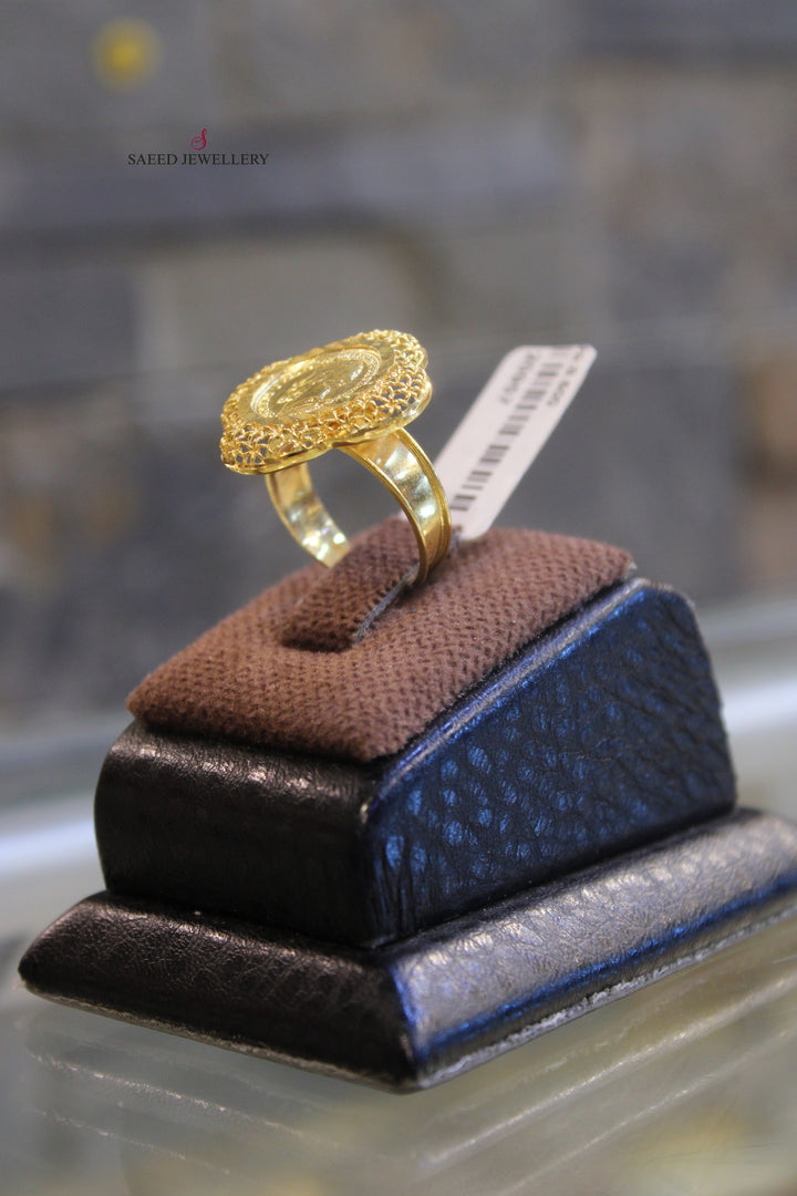 21K Gold English Lira Ring by Saeed Jewelry - Image 8