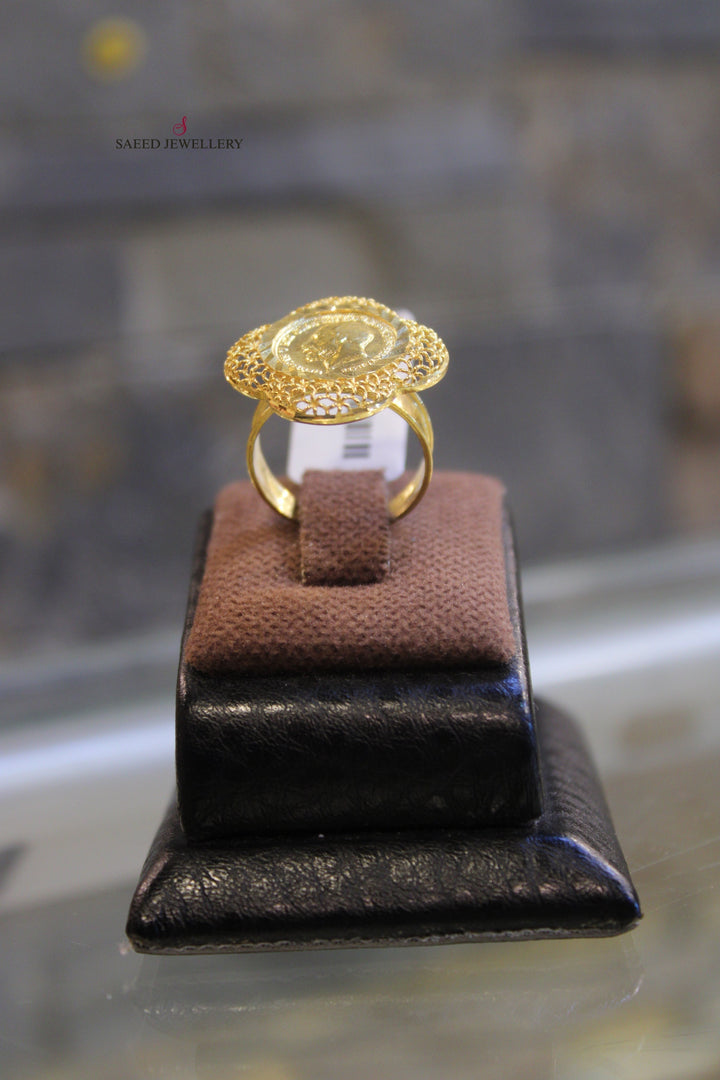 21K Gold English Lira Ring by Saeed Jewelry - Image 4