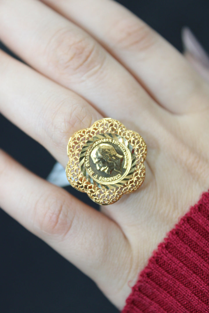 21K Gold English Lira lira Ring by Saeed Jewelry - Image 7