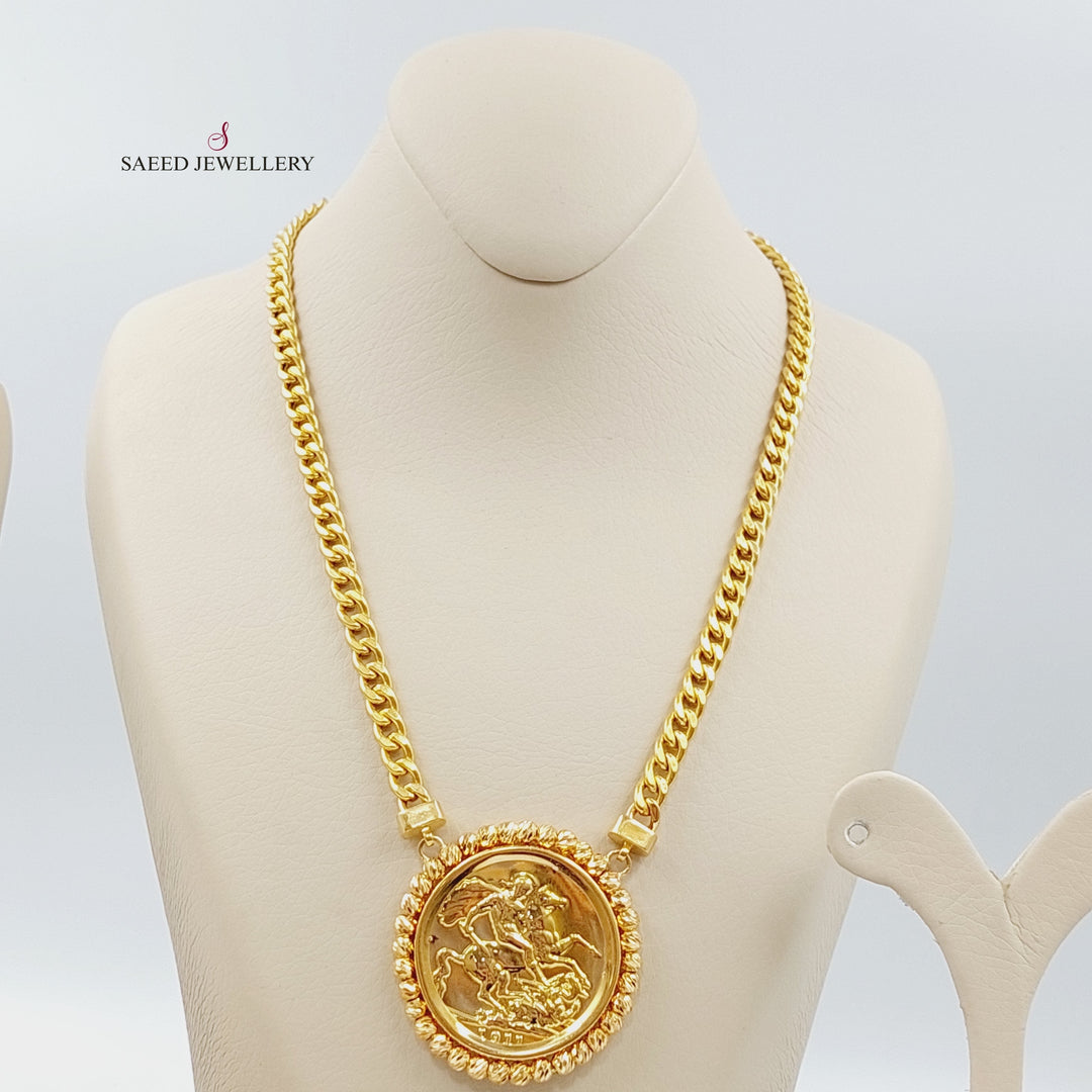 21K Gold Three Pieces English Lira set by Saeed Jewelry - Image 3