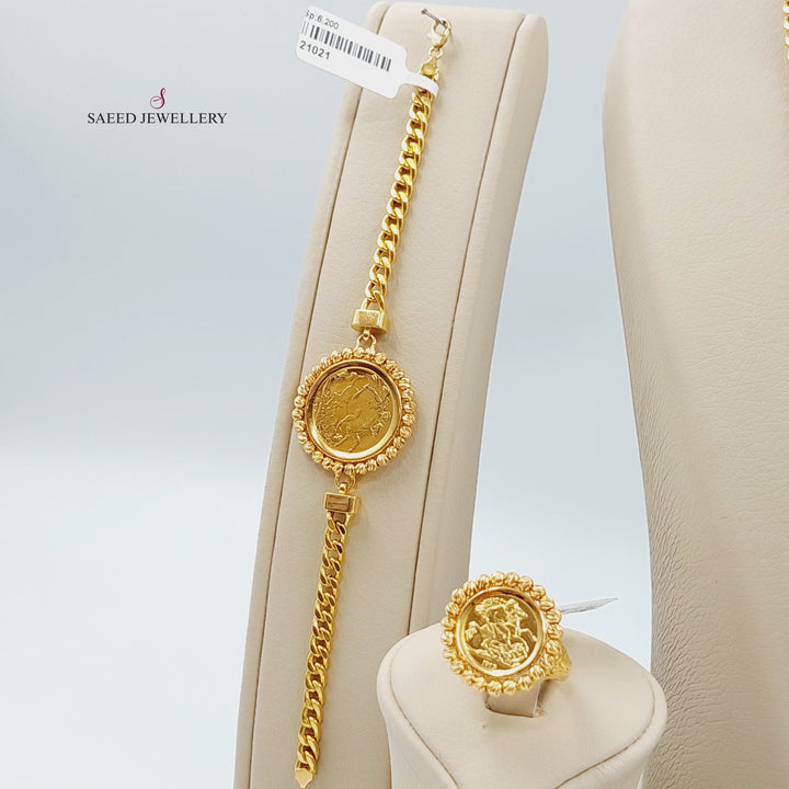 21K Gold Three Pieces English Lira set by Saeed Jewelry - Image 5