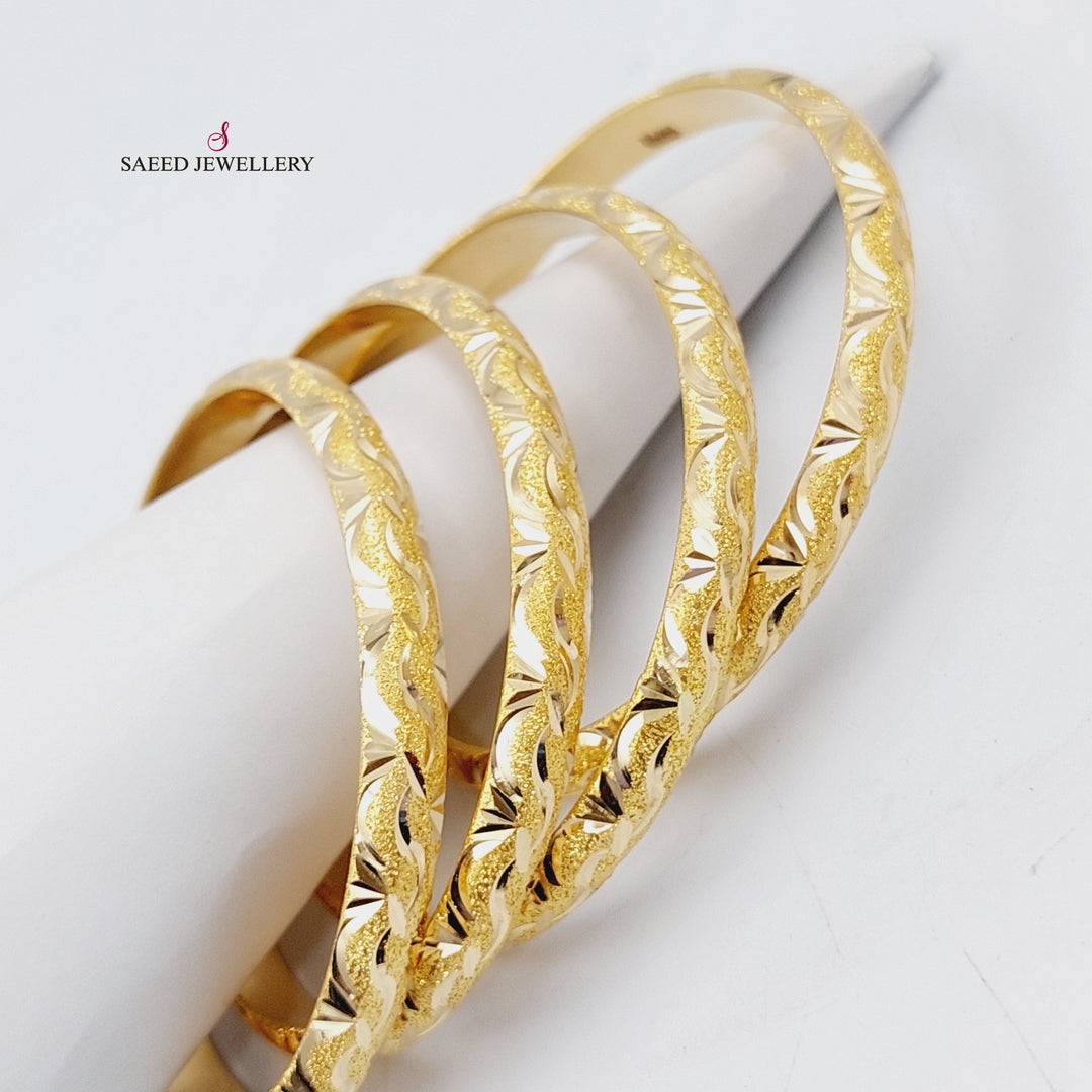 21K Gold Engraved Bangle by Saeed Jewelry - Image 9