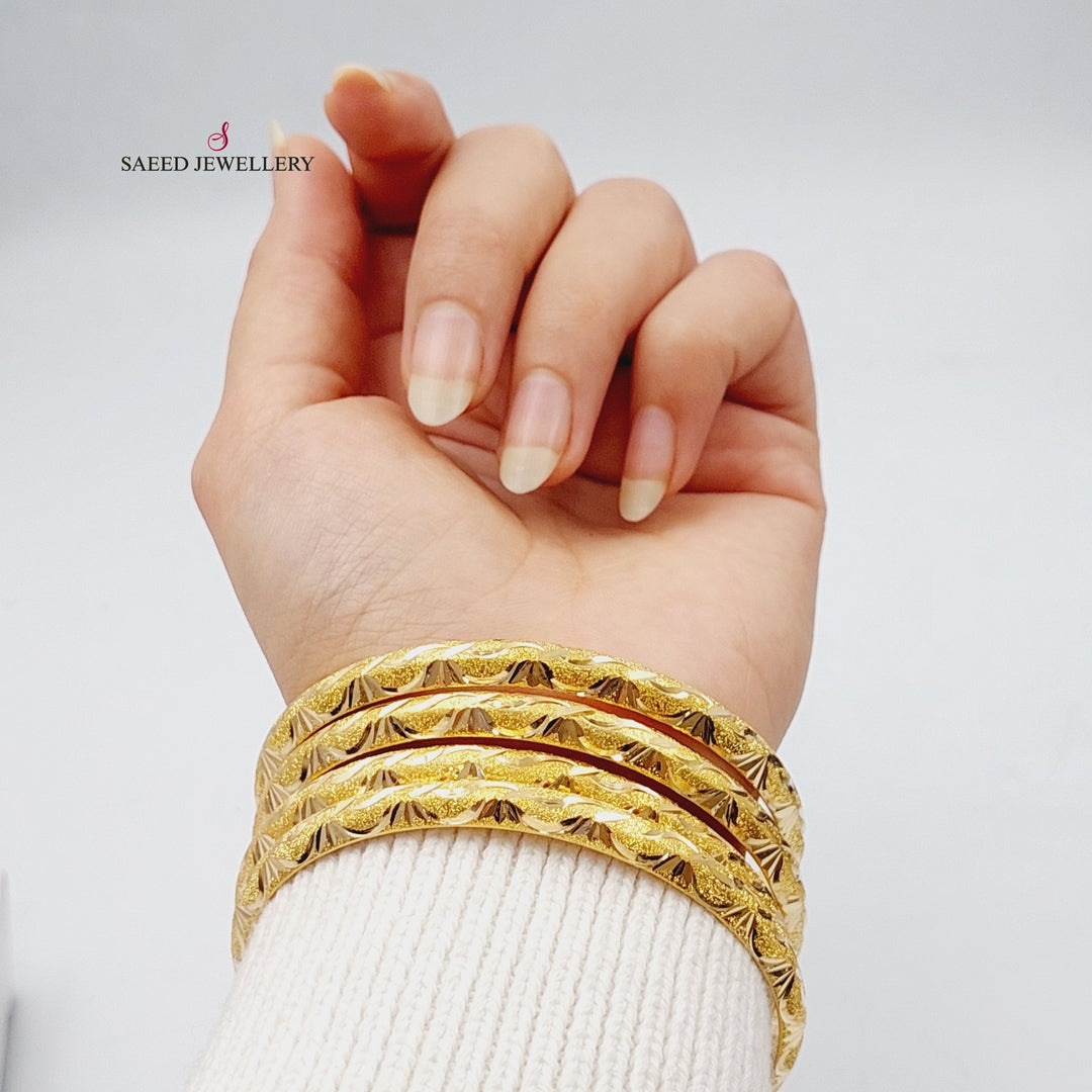 21K Gold Engraved Bangle by Saeed Jewelry - Image 6