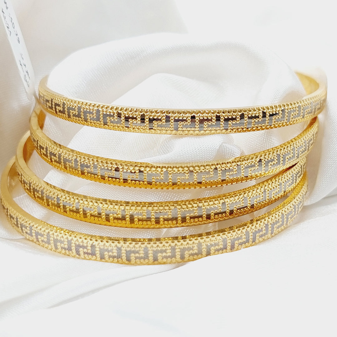 21K Gold Engraved Bangle by Saeed Jewelry - Image 4