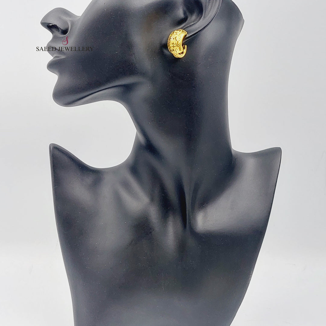 21K Engraved Earrings Made of 21K Yellow Gold by Saeed Jewelry-26725