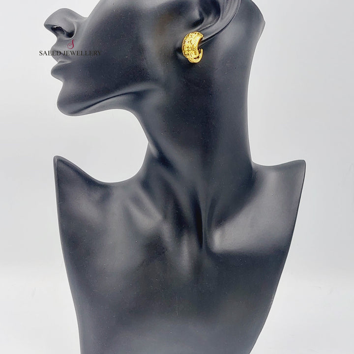 21K Engraved Earrings Made of 21K Yellow Gold by Saeed Jewelry-26725
