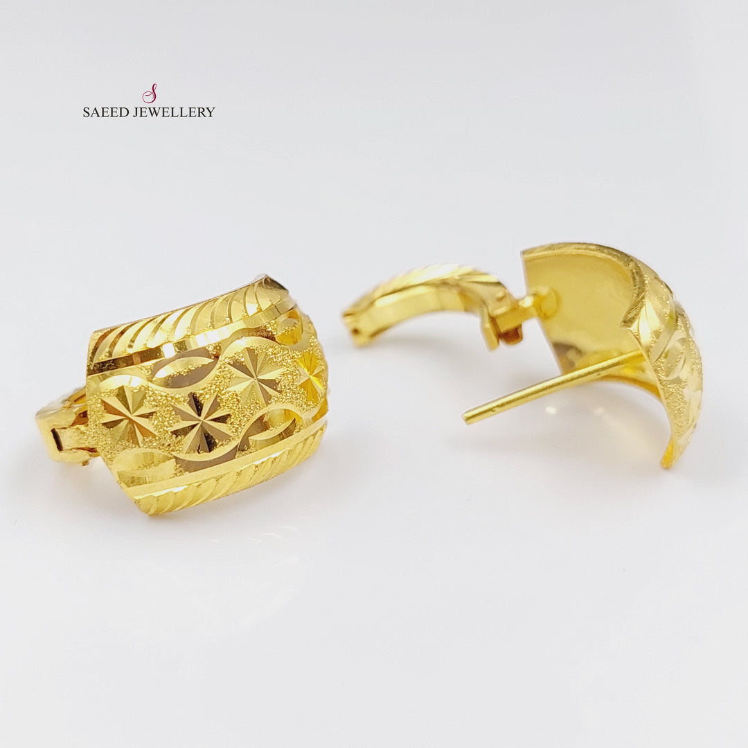 21K Gold Engraved Earrings by Saeed Jewelry - Image 1