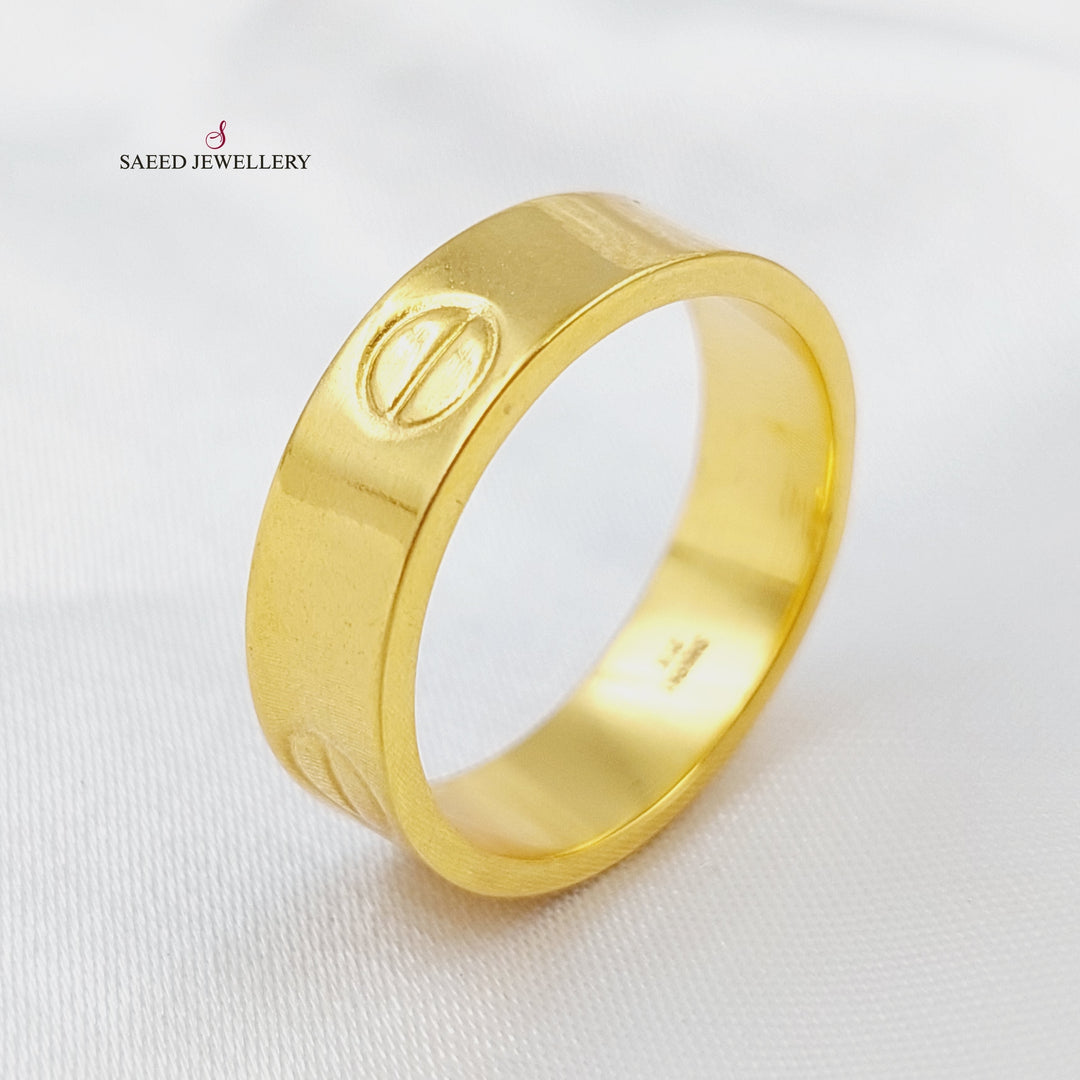 21K Gold Engraved Wedding Ring by Saeed Jewelry - Image 4
