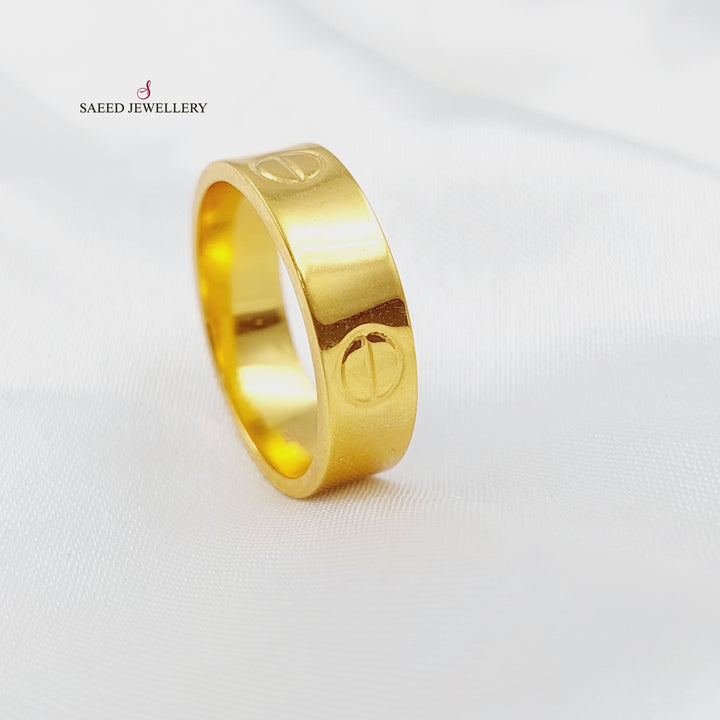 21K Gold Engraved Wedding Ring by Saeed Jewelry - Image 6