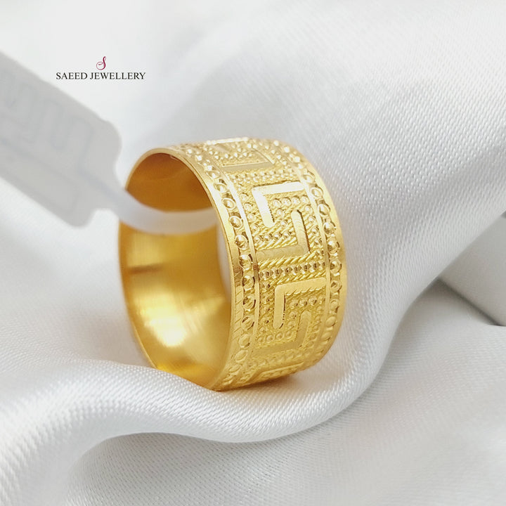 21K Gold Engraved Wedding Ring by Saeed Jewelry - Image 3