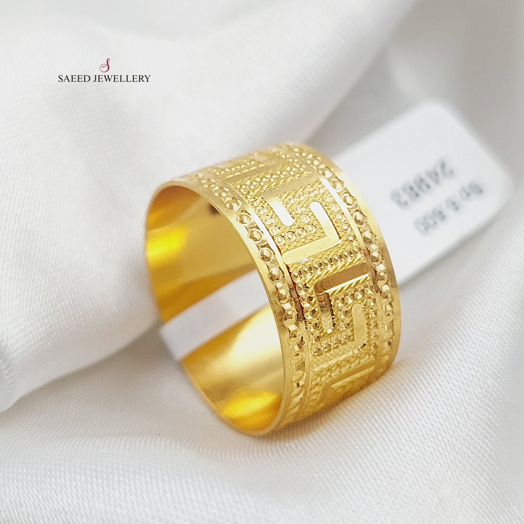 21K Gold Engraved Wedding Ring by Saeed Jewelry - Image 5