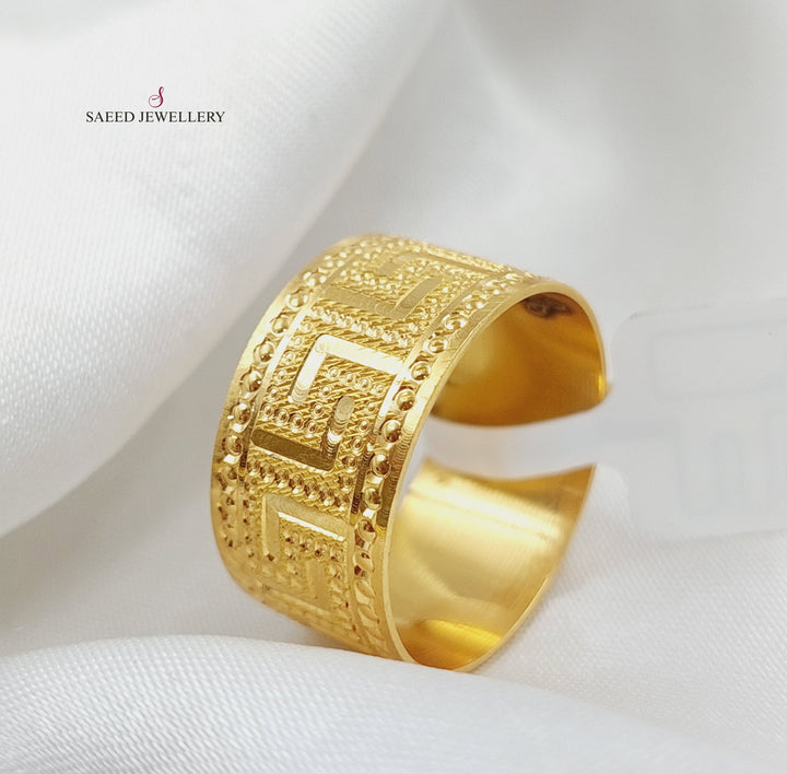 21K Gold Engraved Wedding Ring by Saeed Jewelry - Image 1