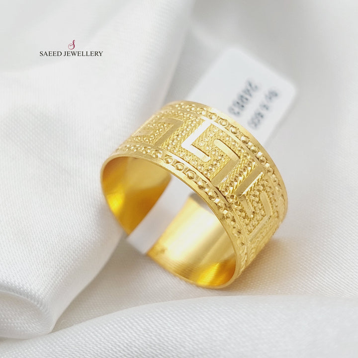21K Engraved Wedding Ring Made of 21K Yellow Gold by Saeed Jewelry-24983
