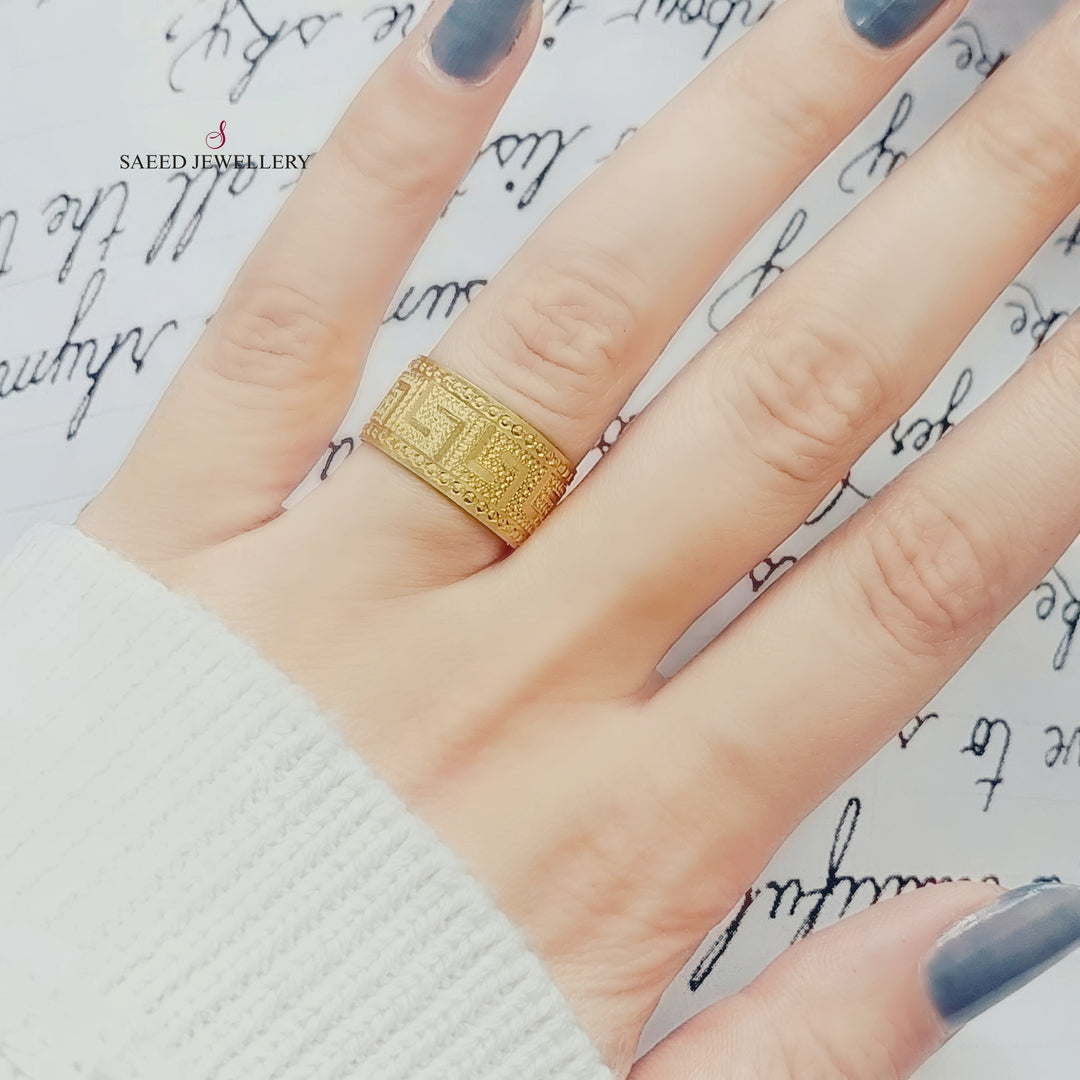 21K Engraved Wedding Ring Made of 21K Yellow Gold by Saeed Jewelry-24983