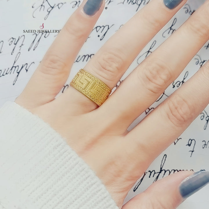 21K Engraved Wedding Ring Made of 21K Yellow Gold by Saeed Jewelry-24983