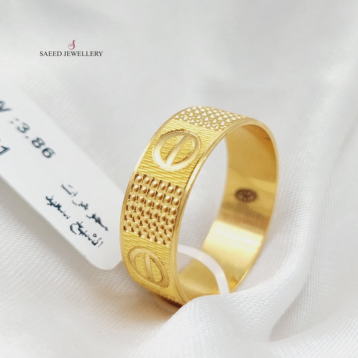 21K Gold Engraved Wedding Ring by Saeed Jewelry - Image 4