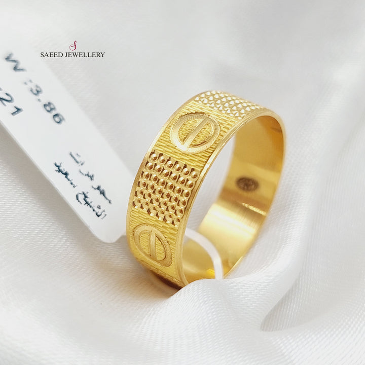 21K Gold Engraved Wedding Ring by Saeed Jewelry - Image 5