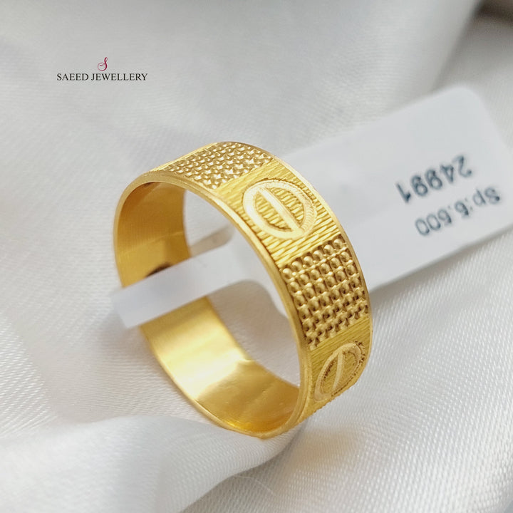 21K Gold Engraved Wedding Ring by Saeed Jewelry - Image 3