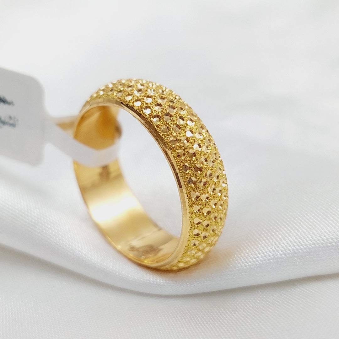 21K Gold Engraved Wedding Ring by Saeed Jewelry - Image 1