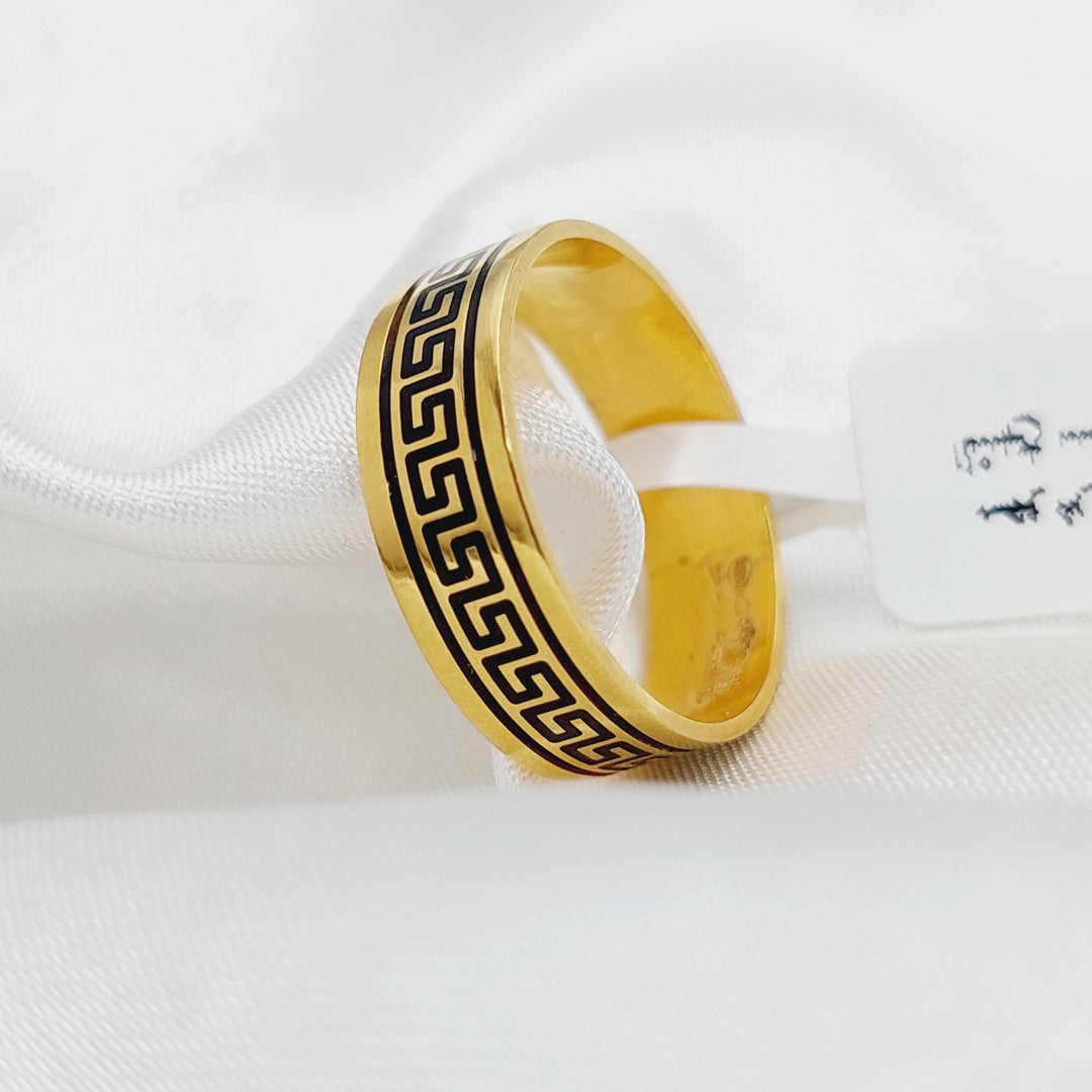 21K Gold Engraved Wedding Ring by Saeed Jewelry - Image 3