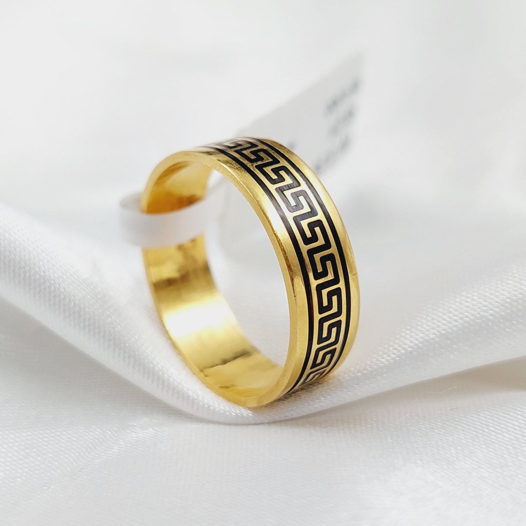 21K Gold Engraved Wedding Ring by Saeed Jewelry - Image 4