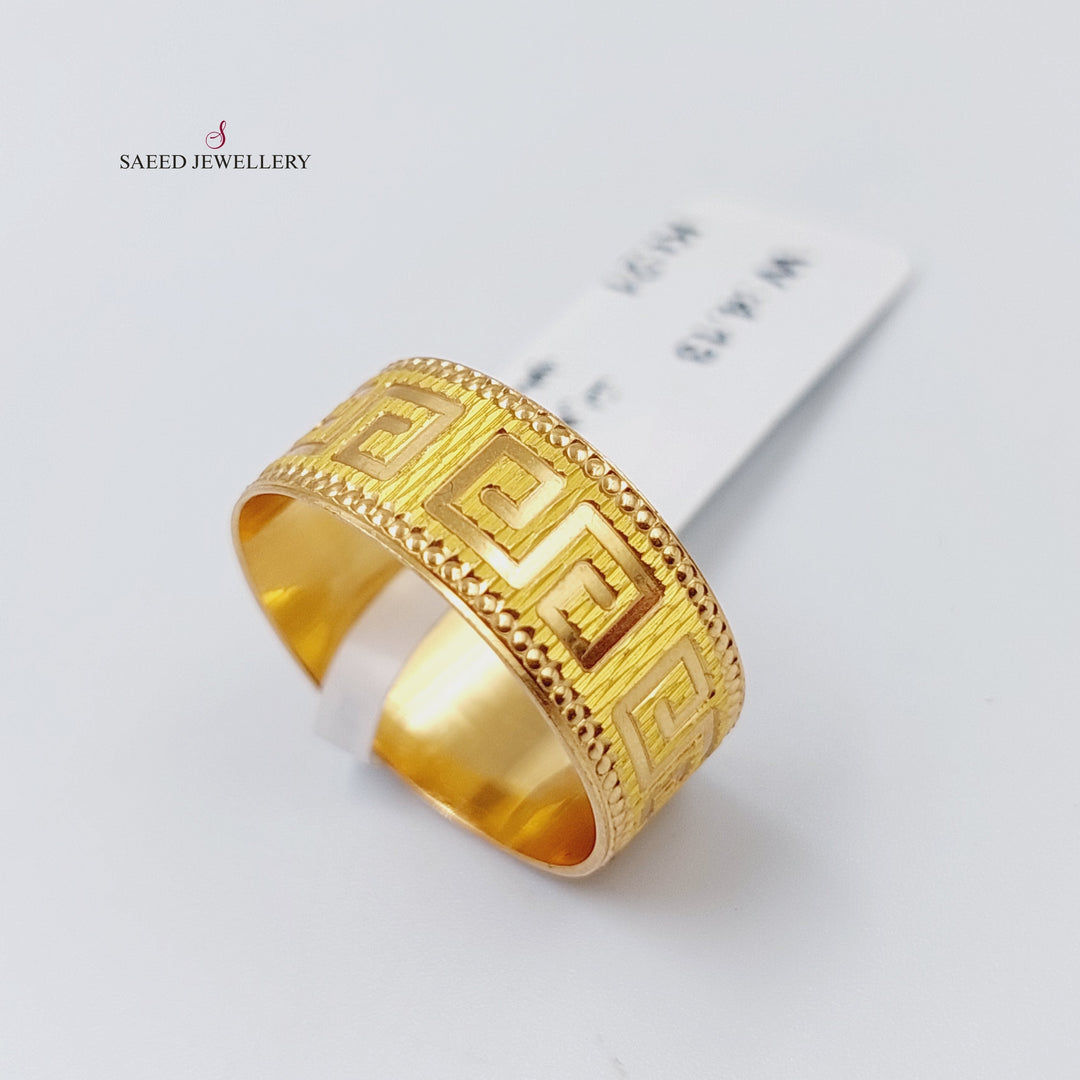 21K Engraved Wedding Ring Made of 21K Yellow Gold by Saeed Jewelry-ذبلة-نقش-فرزاتشي